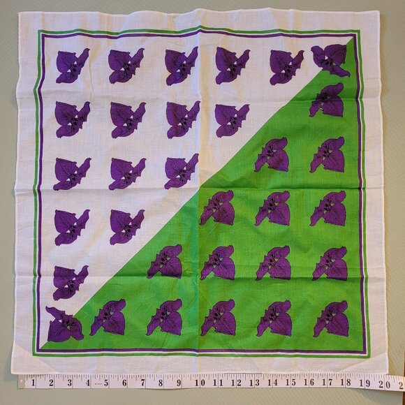 Bundle of 3 Vintage Pocket Square  Floral Purple Iris Cosmos Baroque - Picture 2 of 3